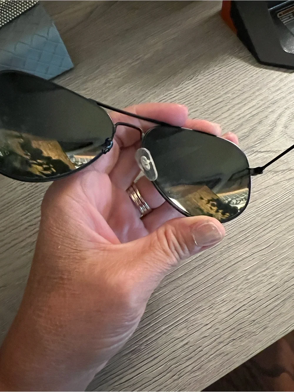 RayBanClassic Aviator Sunglasses - Black Frame with Silver Mirrored Lenses
